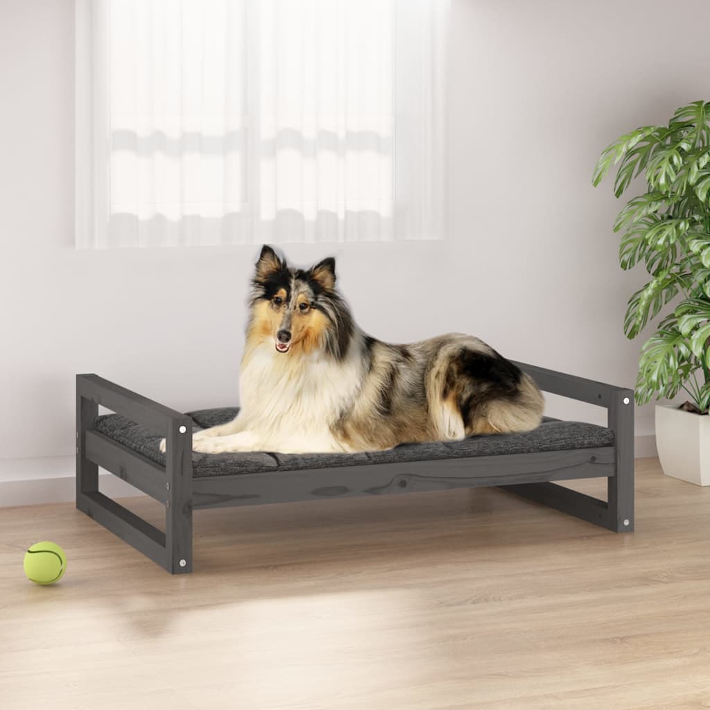 Lit de chien 95,5x65.5x28 cm pine solide - gris, 95,5 x 65,5 x 28 cm - number 1.