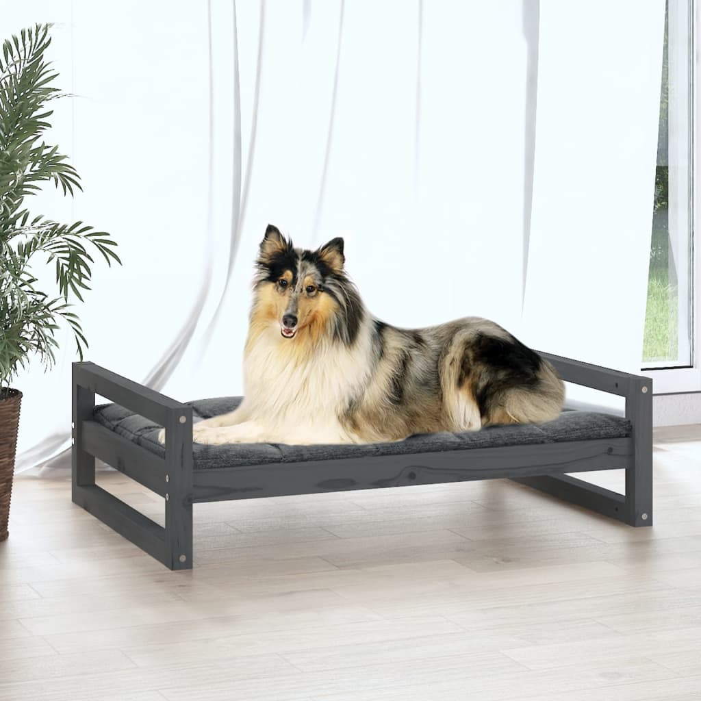 Lit de chien 95,5x65.5x28 cm pine solide - gris, 95,5 x 65,5 x 28 cm - number 3.