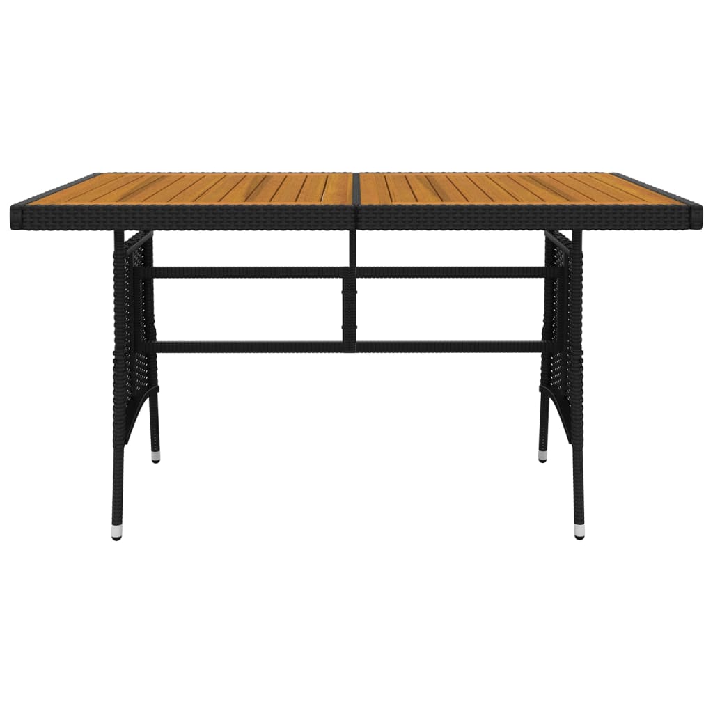 Zestaw stołowy do jadalni na zewnątrz 7 części polirattan czarny - czarny i kremowy, 6 - number 7.