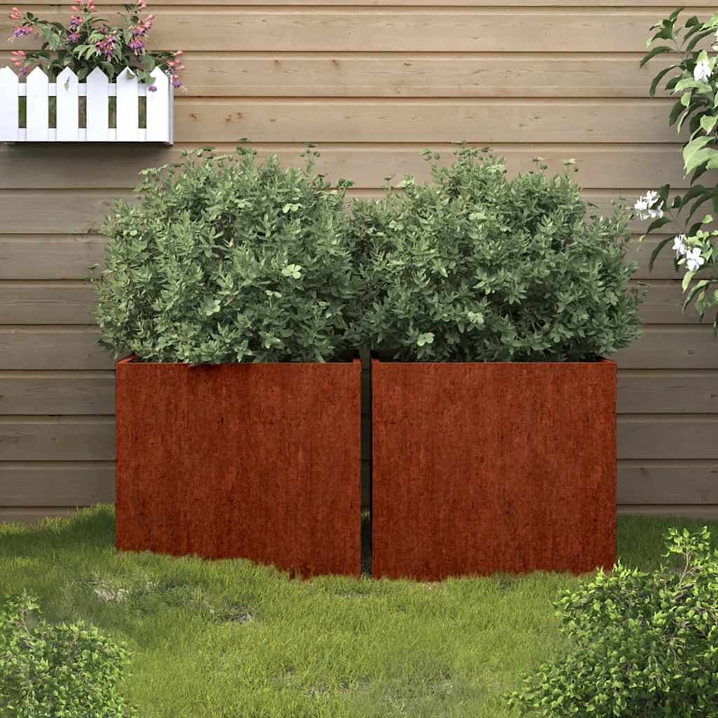 Planters pcs. corten steel - weathered steel/brown, 42 x 40 x 39 cm, 2 - number 1.