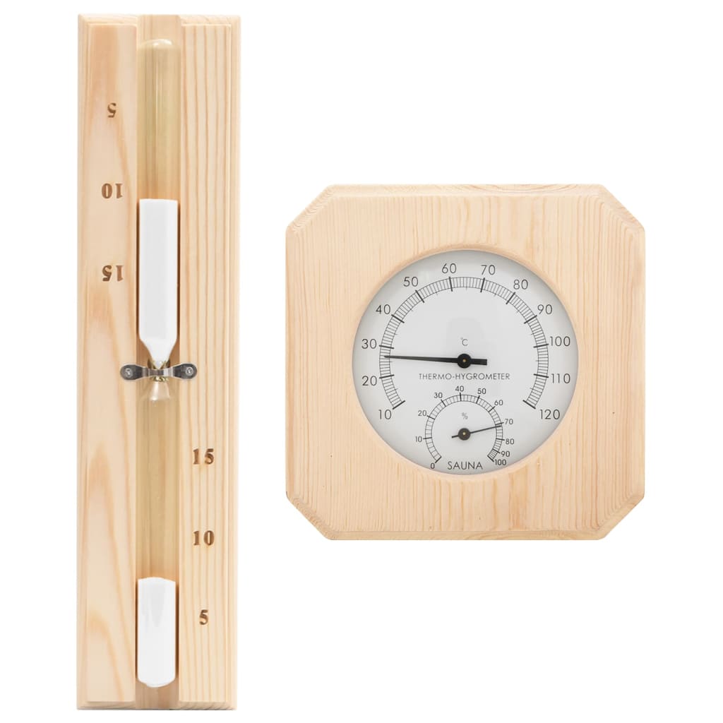 2-i-1 saunasæt hygrometer og timeglas massivt fyrretræ - 14 x 14 x 3 cm (l x b x h) - number 1.