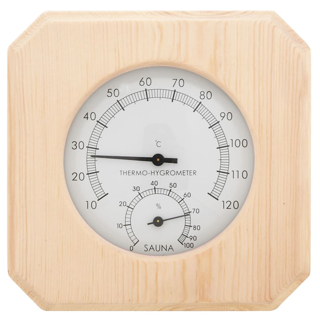 2-i-1 saunasæt hygrometer og timeglas massivt fyrretræ - 14 x 14 x 3 cm (l x b x h) - number 3.