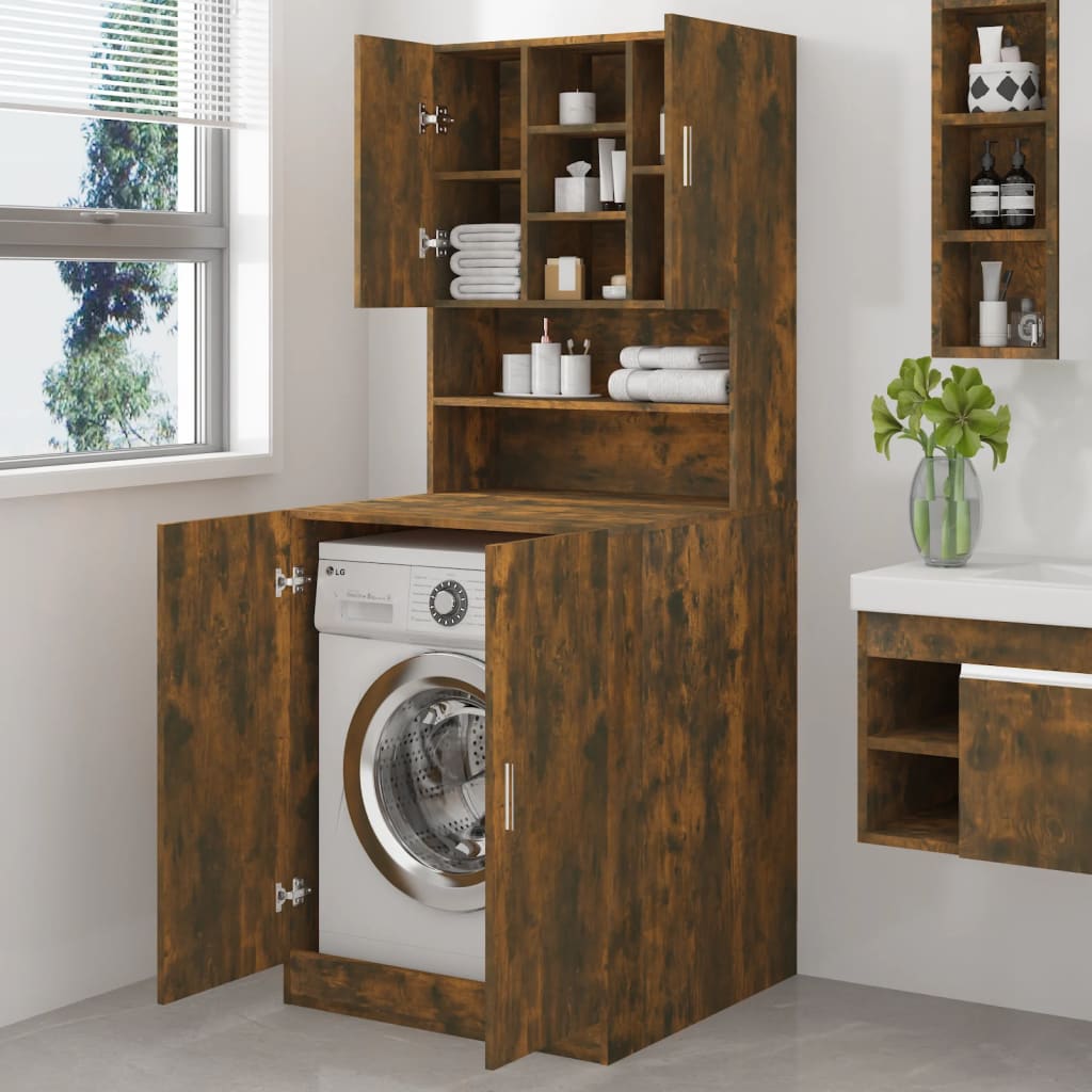 Washing machine cabinet engineered wood smoked oak color - smoked oak, 1 - number 3.