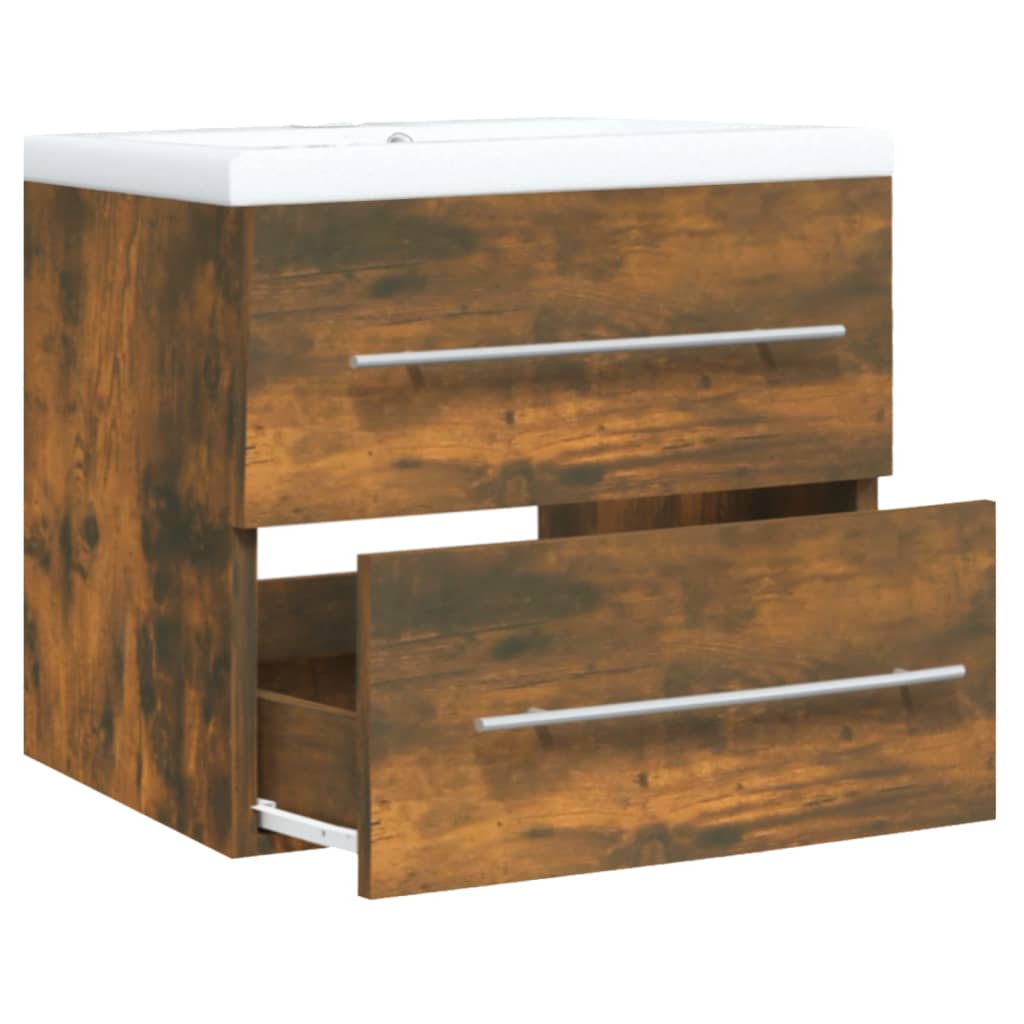 Donji ormarić s ugradbenim sudoperom izrađeno drvo dimljeni hrast - dimljeni hrast, 60 x 38,5 x 48 cm, 1, bez slavine - number 7.