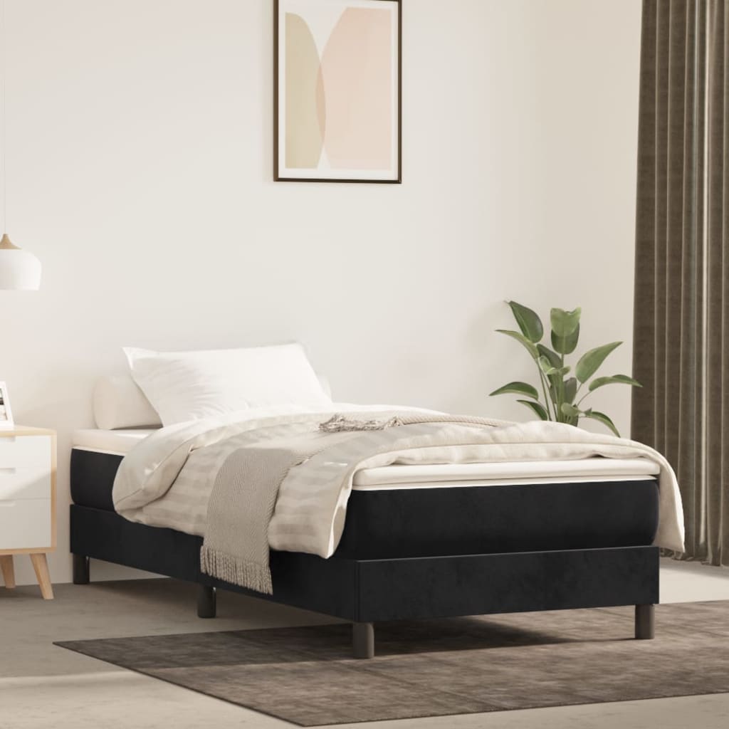 Springmadras med pocketfjedre 90x190x20 cm fløjl - sort, 90 x 190 cm, 1 - number 1.