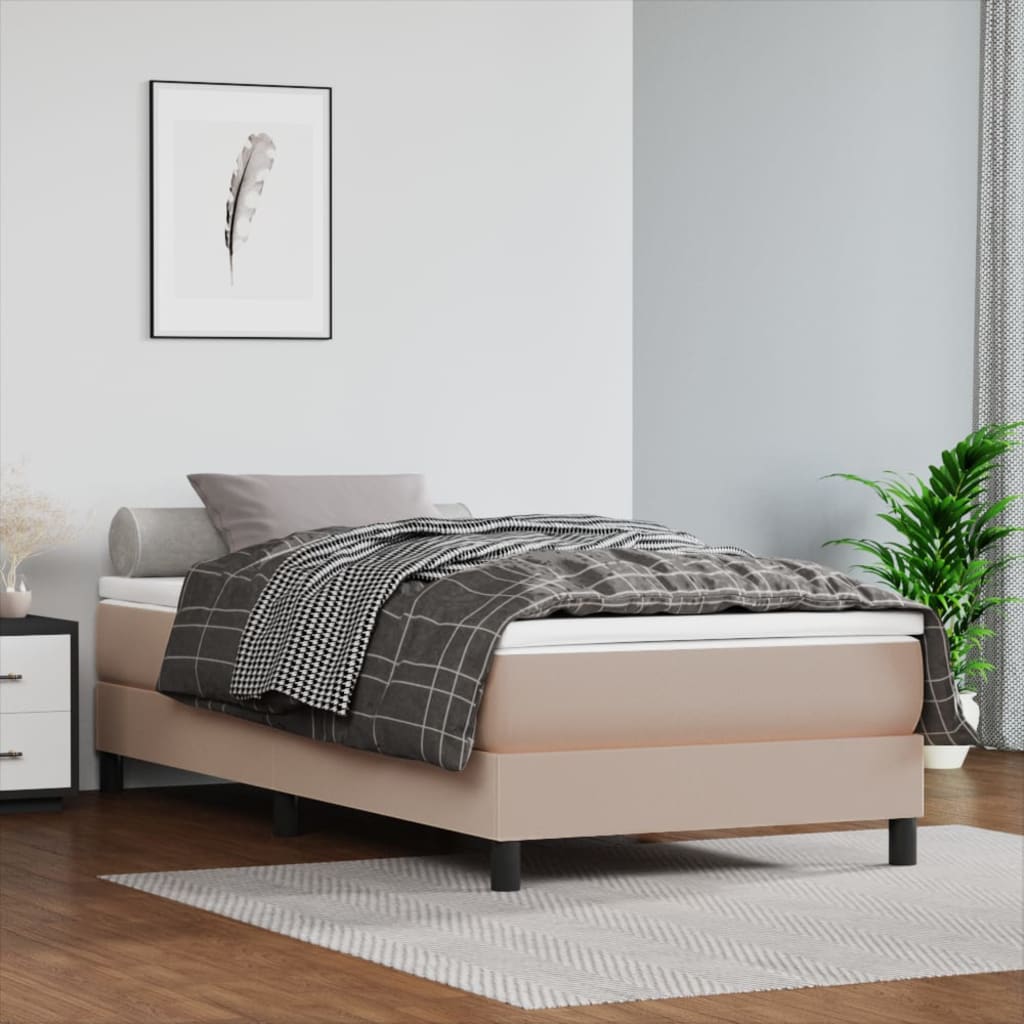 Springmadras m. pocketfjedre 80x200x20 cm kunstlæder - cappuccino, 80 x 200 cm, 1 - number 1.