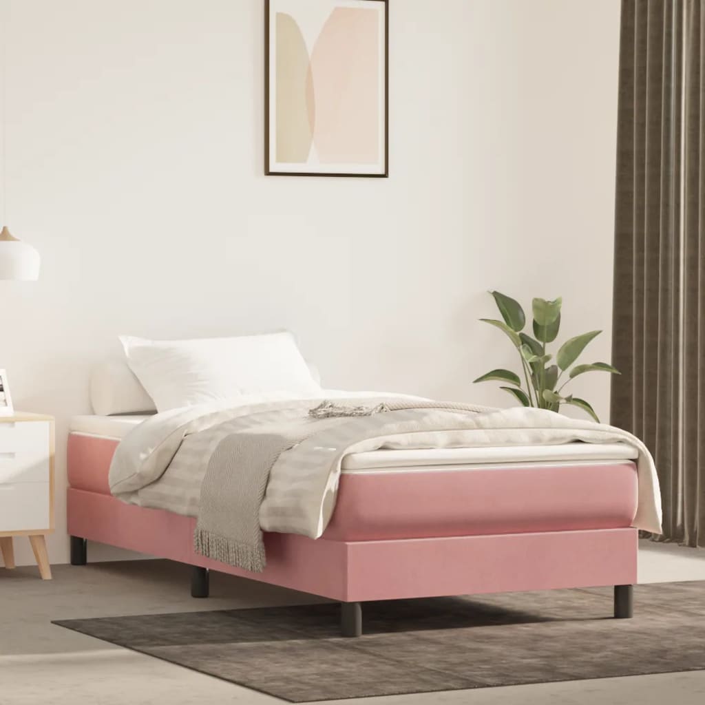 Springmadras med pocketfjedre 80x200x20 cm fløjl pink - lyserød, 80 x 200 cm, 1 - number 1.