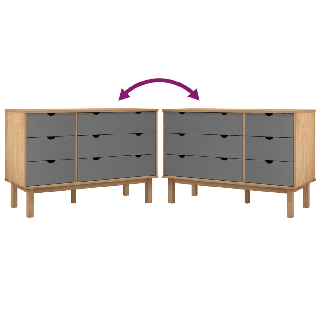 Kommode otta 111x43x73,5 cm massivt fyrretræ brun og grå - number 7.