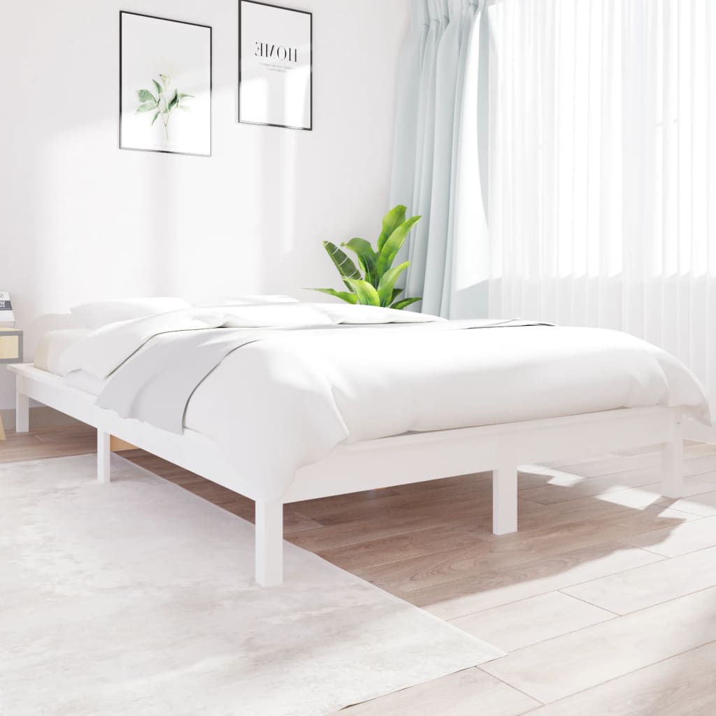 Bed frame double massive pine - white, 135 x 190 cm - number 1.