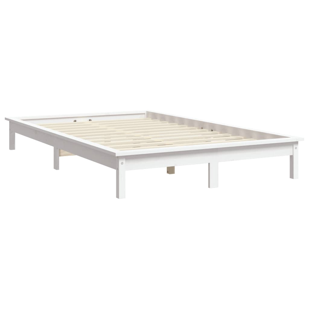 Bed frame double massive pine - white, 135 x 190 cm - number 4.