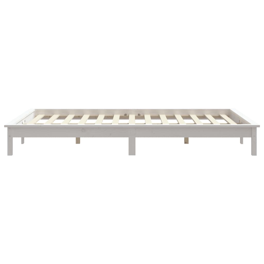 Bed frame double massive pine - white, 135 x 190 cm - number 6.