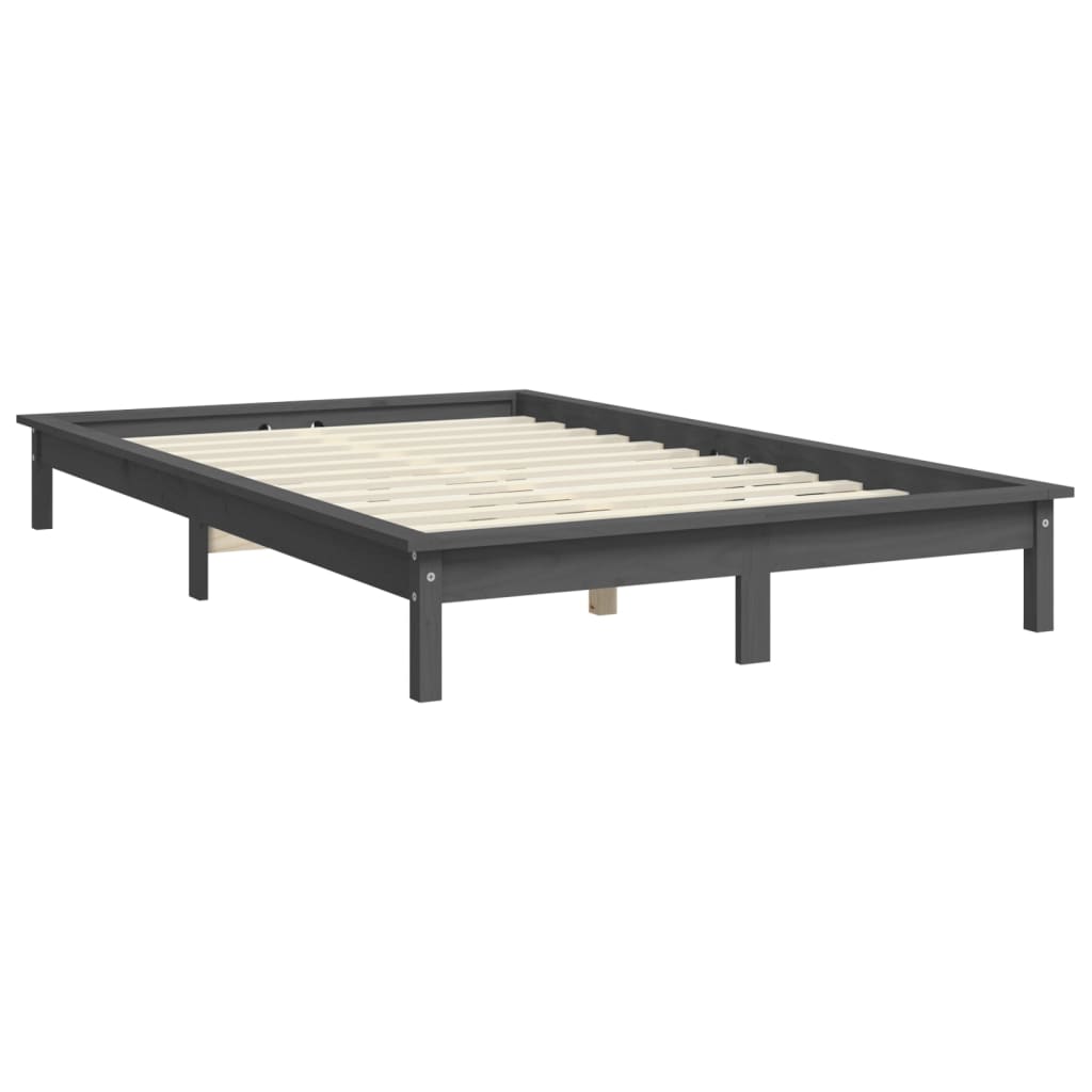 Bed frame solid pine - grey, 200 x 200 cm - number 4.