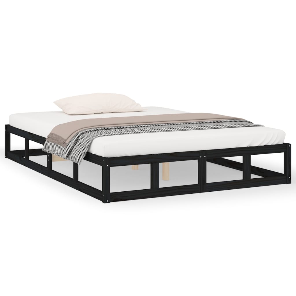 Bed frame double solid wood - black, 135 x 190 cm - number 2.