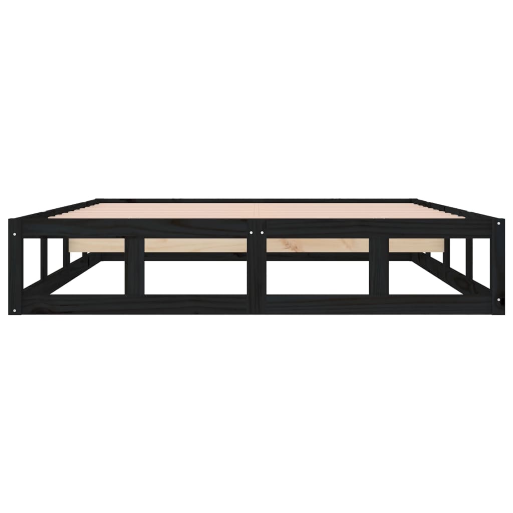 Bed frame double solid wood - black, 135 x 190 cm - number 5.