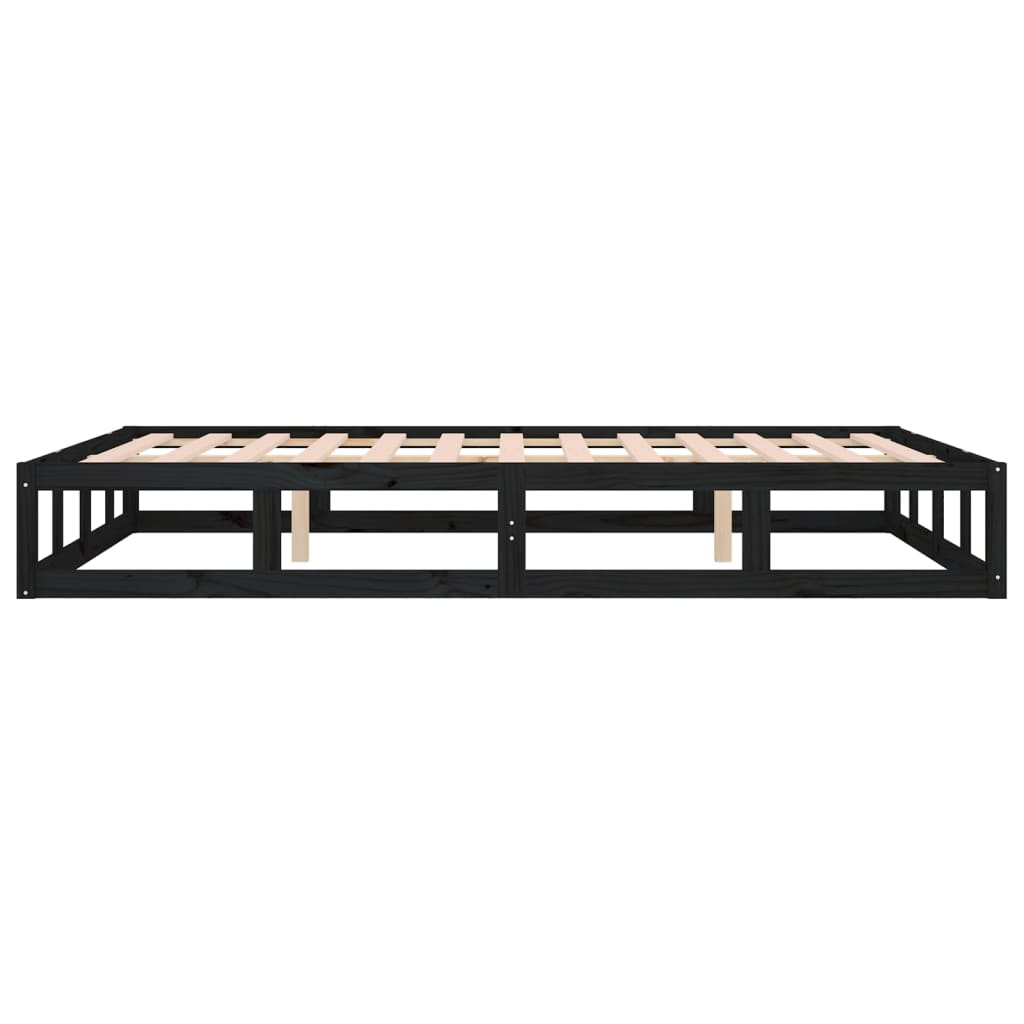 Bed frame double solid wood - black, 135 x 190 cm - number 6.