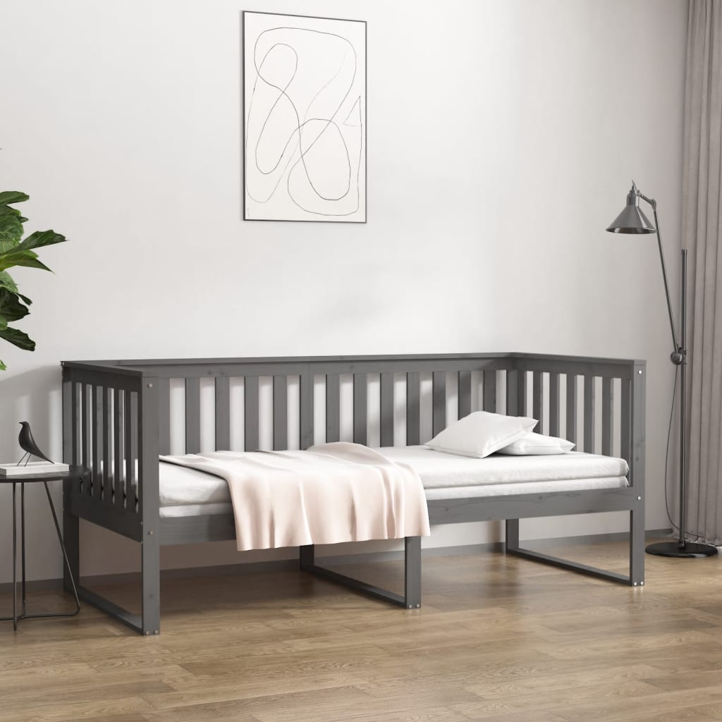 Daybed massivt fyrretræ - grå, 90 x 190 cm - number 1.
