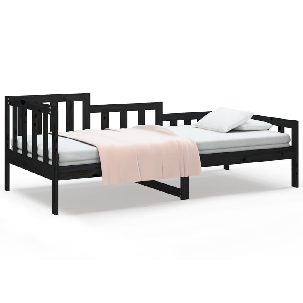 Daybed massivt fyrretræ - sort, 90 x 200 cm - number 2.
