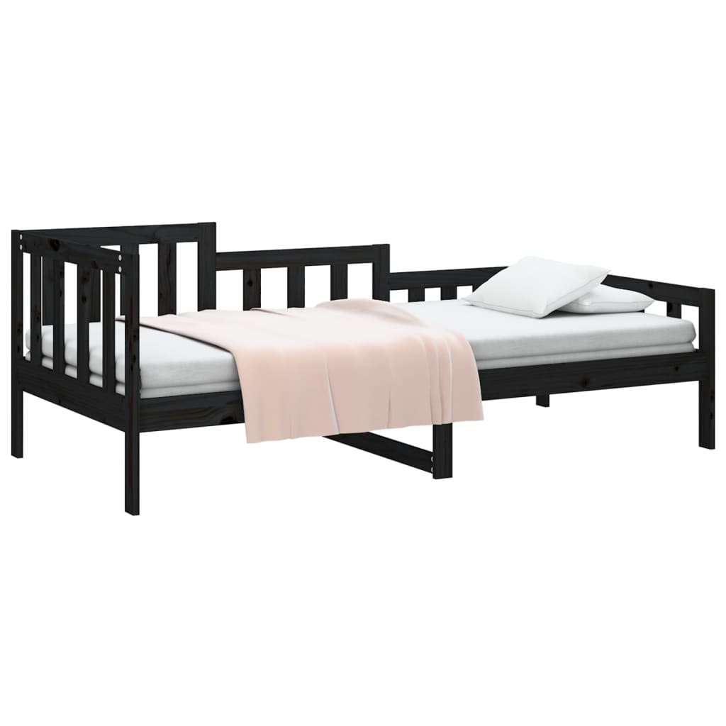 Daybed massivt fyrretræ - sort, 90 x 200 cm - number 3.
