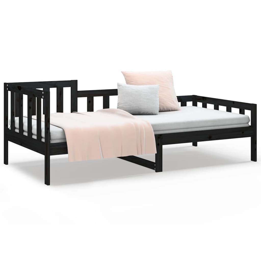 Daybed massivt fyrretræ - sort, 90 x 200 cm - number 5.
