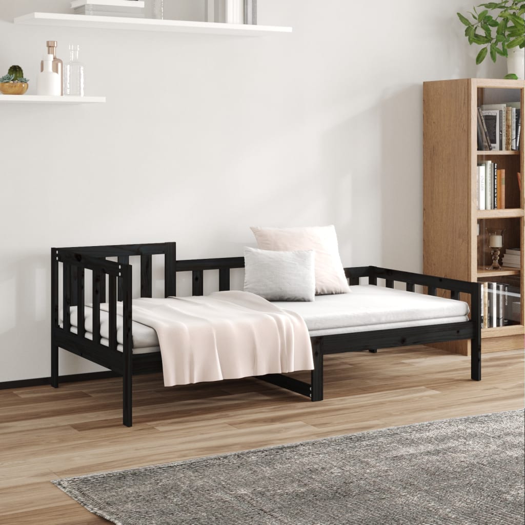 Daybed massivt fyrretræ - sort, 90 x 200 cm - number 4.