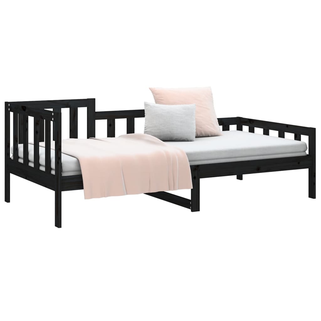 Daybed massivt fyrretræ - sort, 90 x 200 cm - number 6.