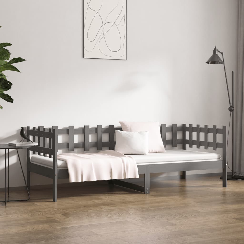Daybed massivt fyrretræ - grå, 90 x 190 cm - number 4.
