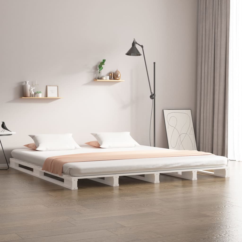 Palleseng 200x200 cm massivt fyrretræ hvid - number 1.