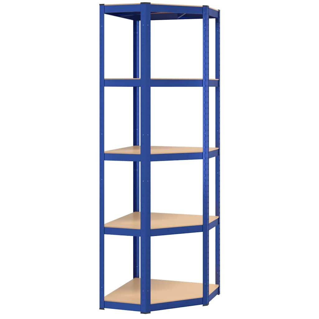 Scaffale portaoggetti 5 ripiani in acciaio e legno ingegnerizzato - blu, 55 x 55 x 172 cm, 1 - number 2.