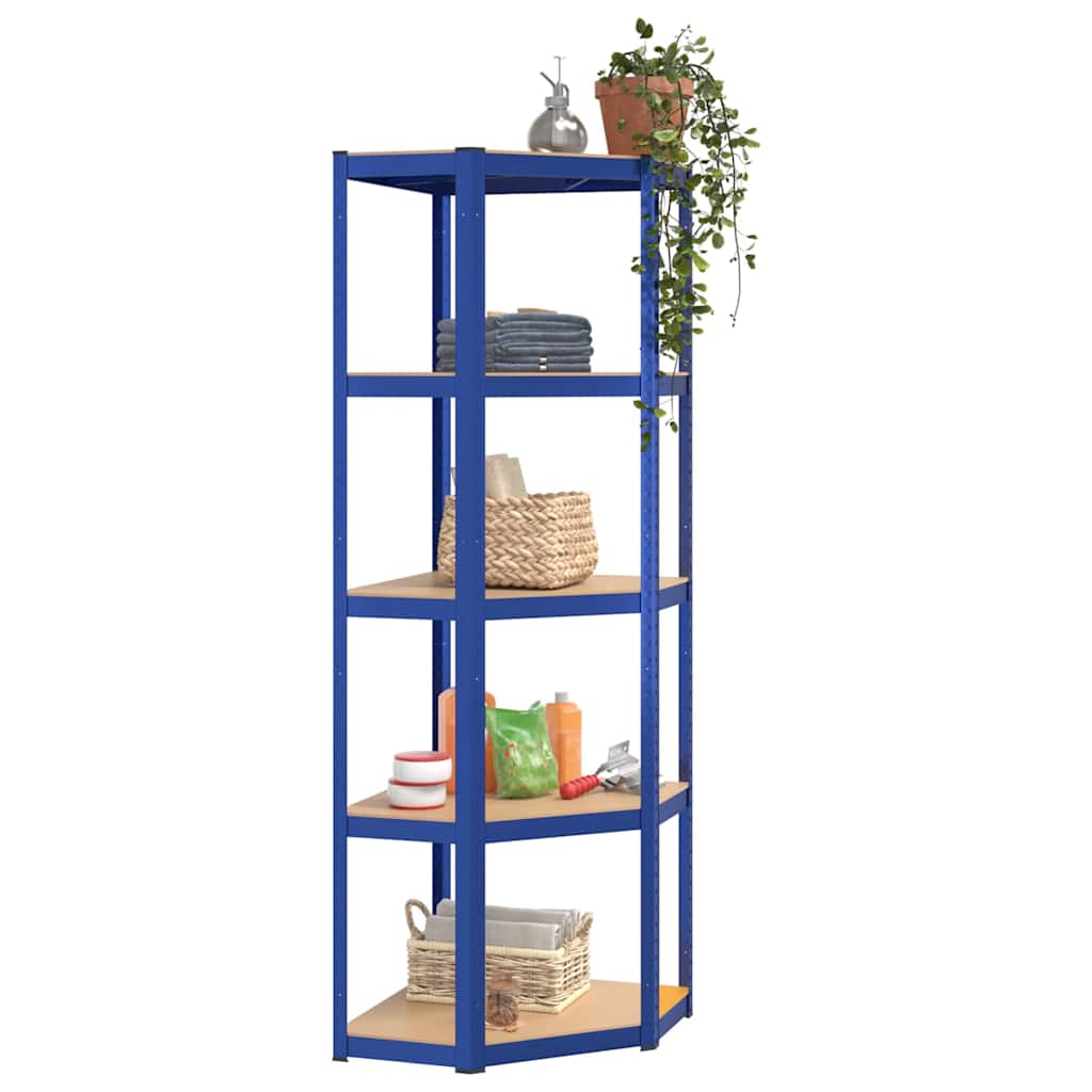 Scaffale portaoggetti 5 ripiani in acciaio e legno ingegnerizzato - blu, 55 x 55 x 172 cm, 1 - number 3.