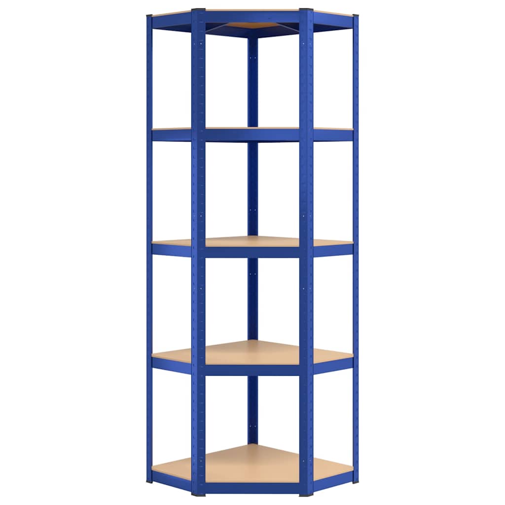 Scaffale portaoggetti 5 ripiani in acciaio e legno ingegnerizzato - blu, 55 x 55 x 172 cm, 1 - number 4.