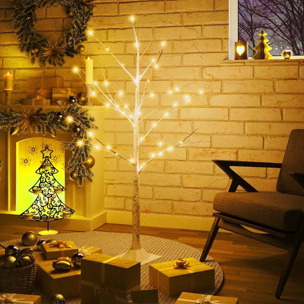 Led birch tree 120 cm 48 leds warm white light white - number 1.