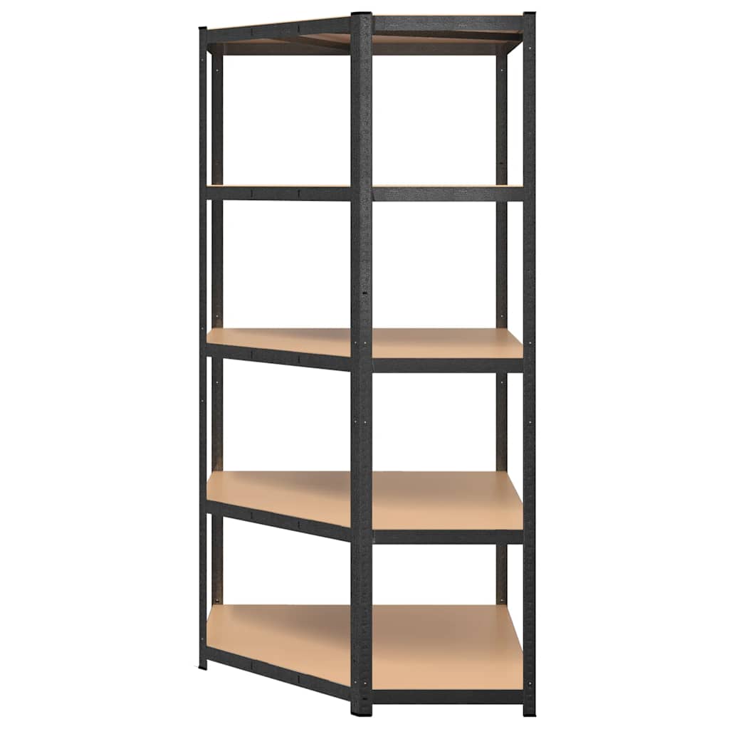 Libreria angolare robusta con 5 ripiani in acciaio e legno ingegnerizzato - grigio, 90 x 90 x 180 cm, 1 - number 5.