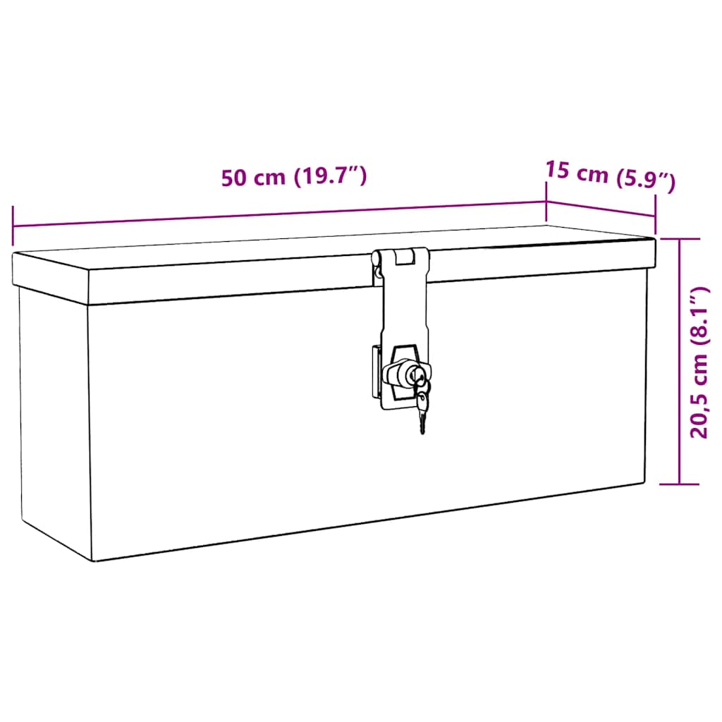 Opbevaringskasse 50x15x20,5 cm aluminium - sort, 50 x 15 x 20.5 cm, 1 - number 8.