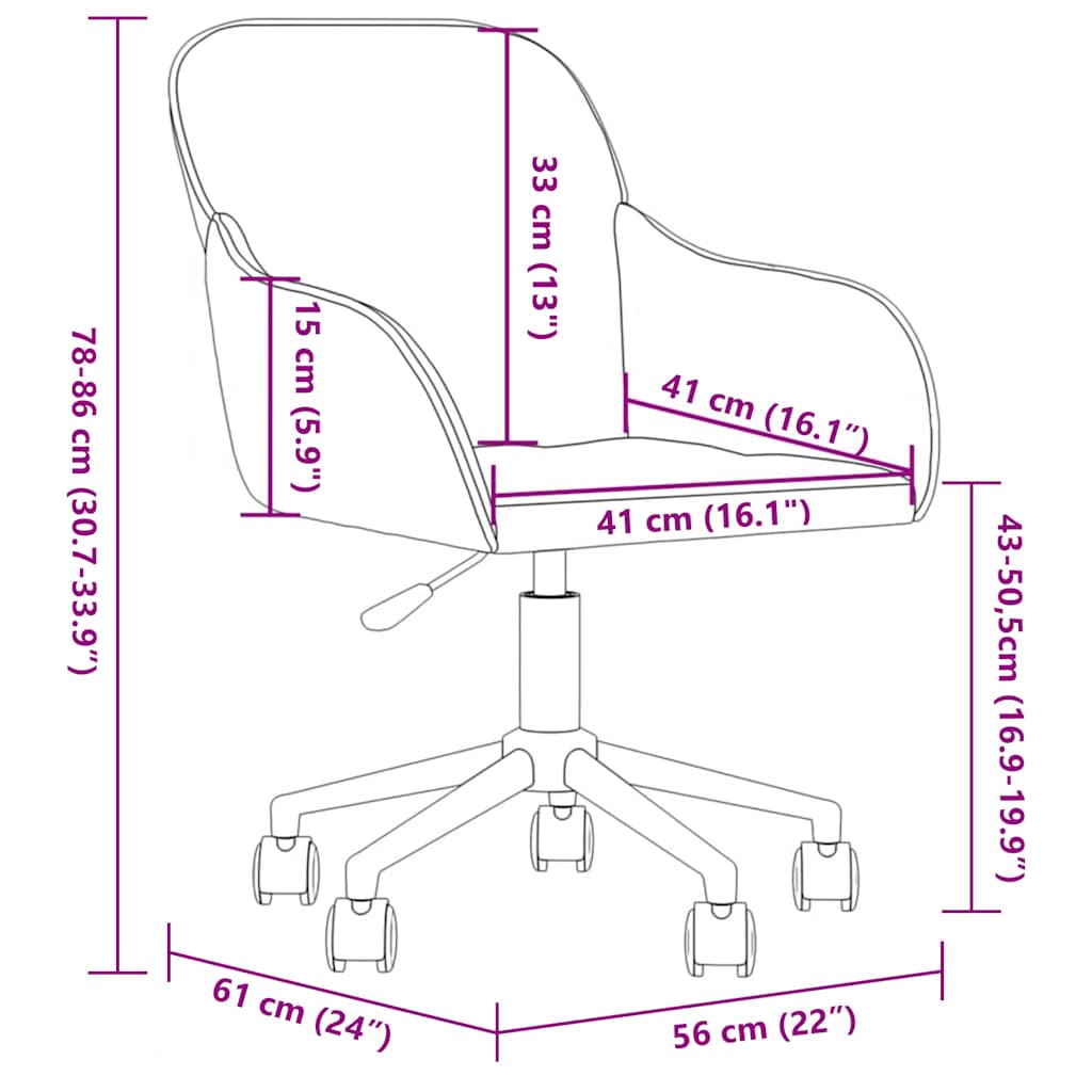 Drejelig kontorstol fløjl - gul, 1 - number 9.