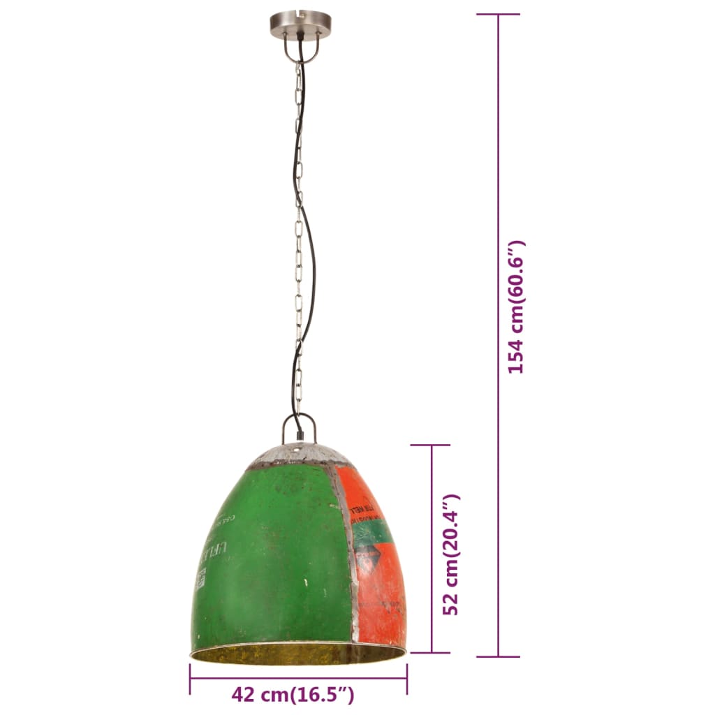 Lampe suspendue industrielle 42 cm e27 25 w round multicolore - number 8.