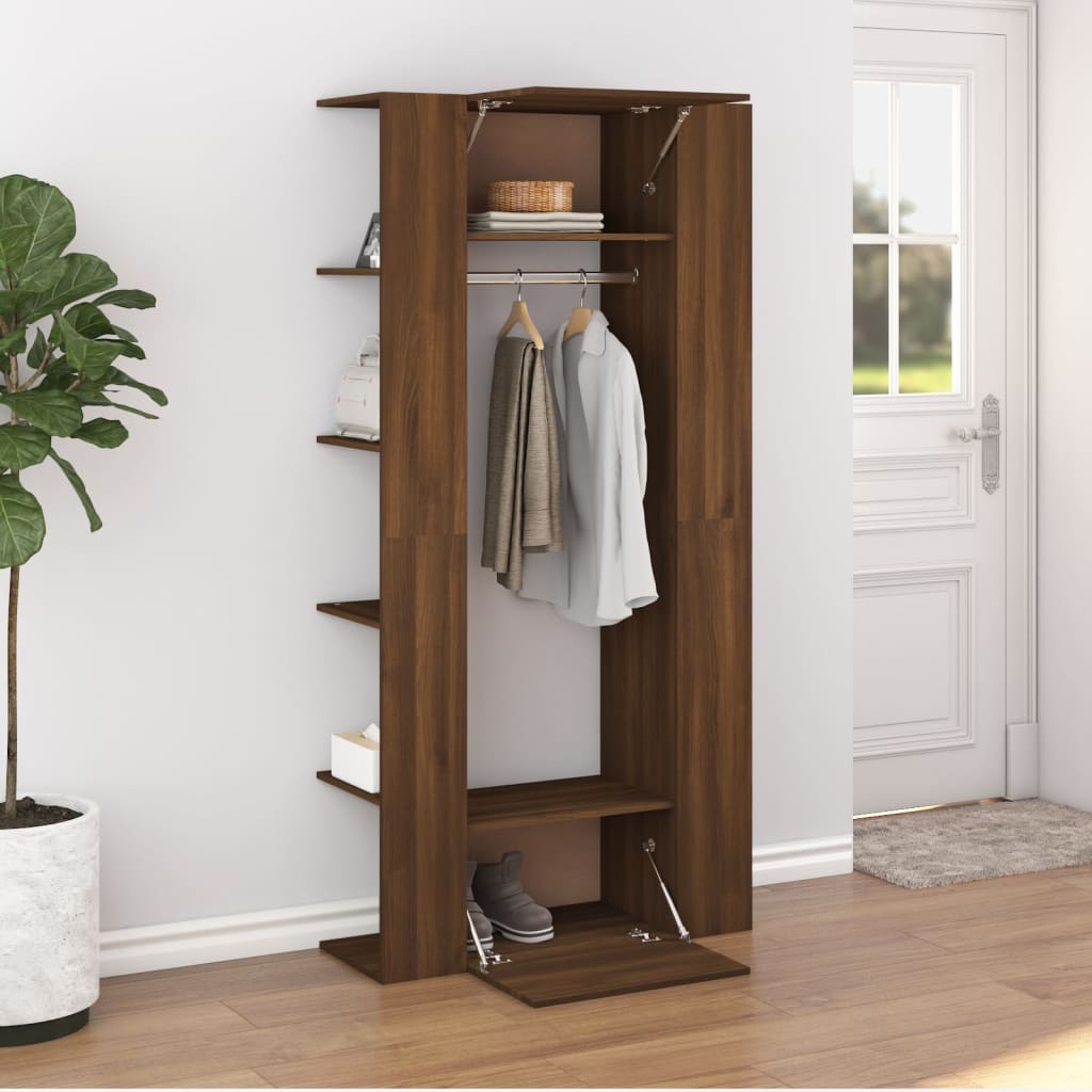 Mobiletti d'ingresso 2 pz. legno ingegnerizzato colore rovere marrone - number 1.