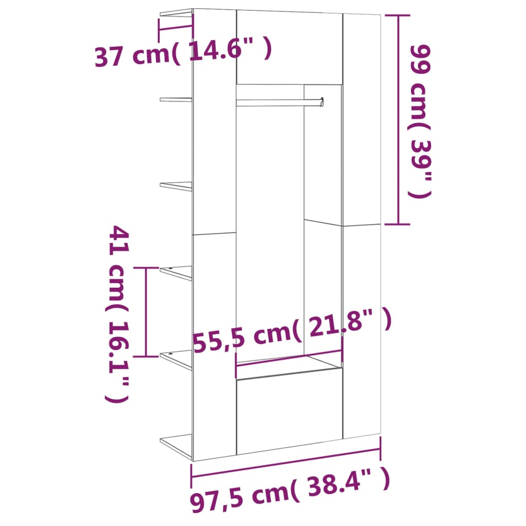 Mobiletti d'ingresso 2 pz. legno ingegnerizzato colore rovere marrone - number 11.
