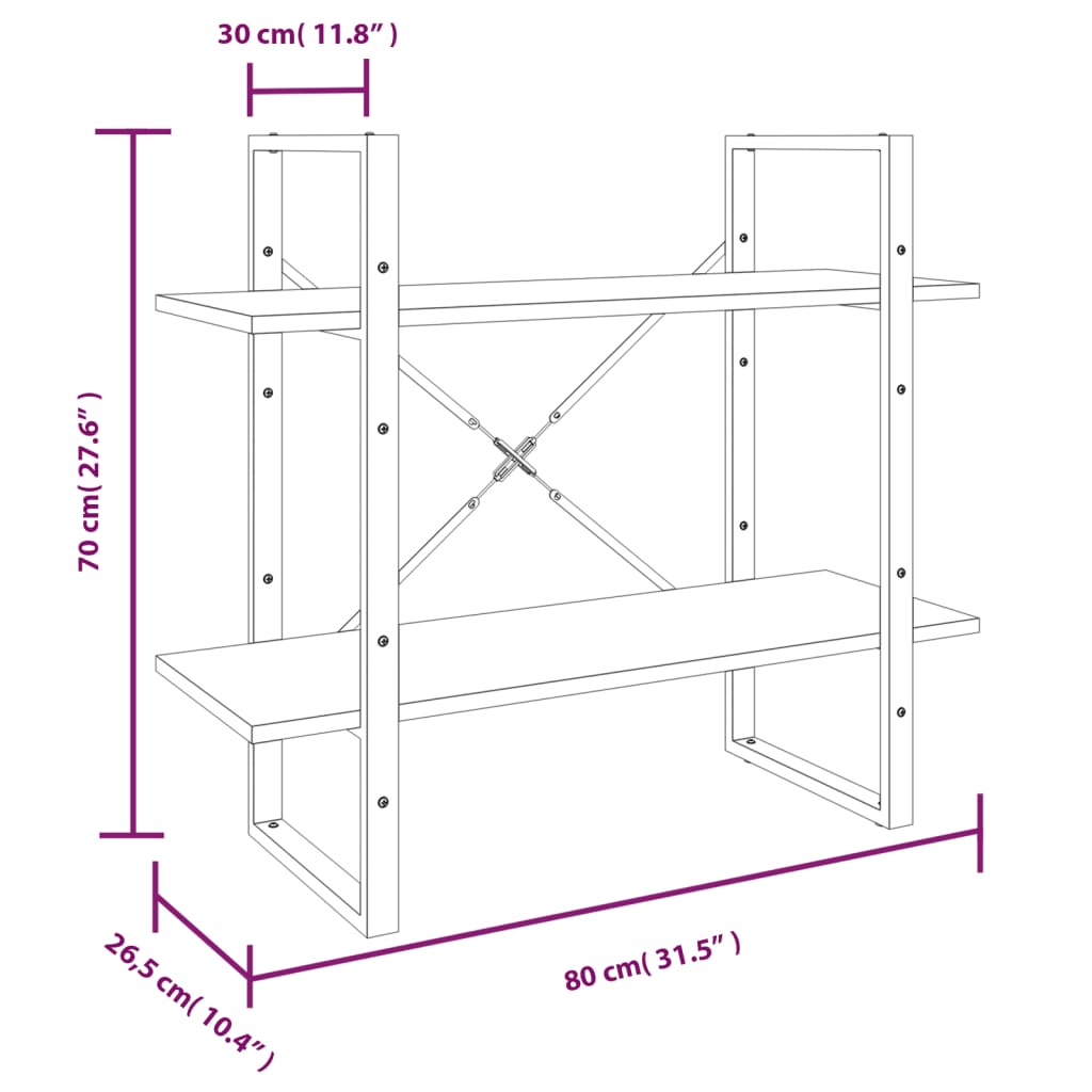Bokhylle med 5 hyller 80x30x175 cm konstruert tre grå sonoma eik - number 11.