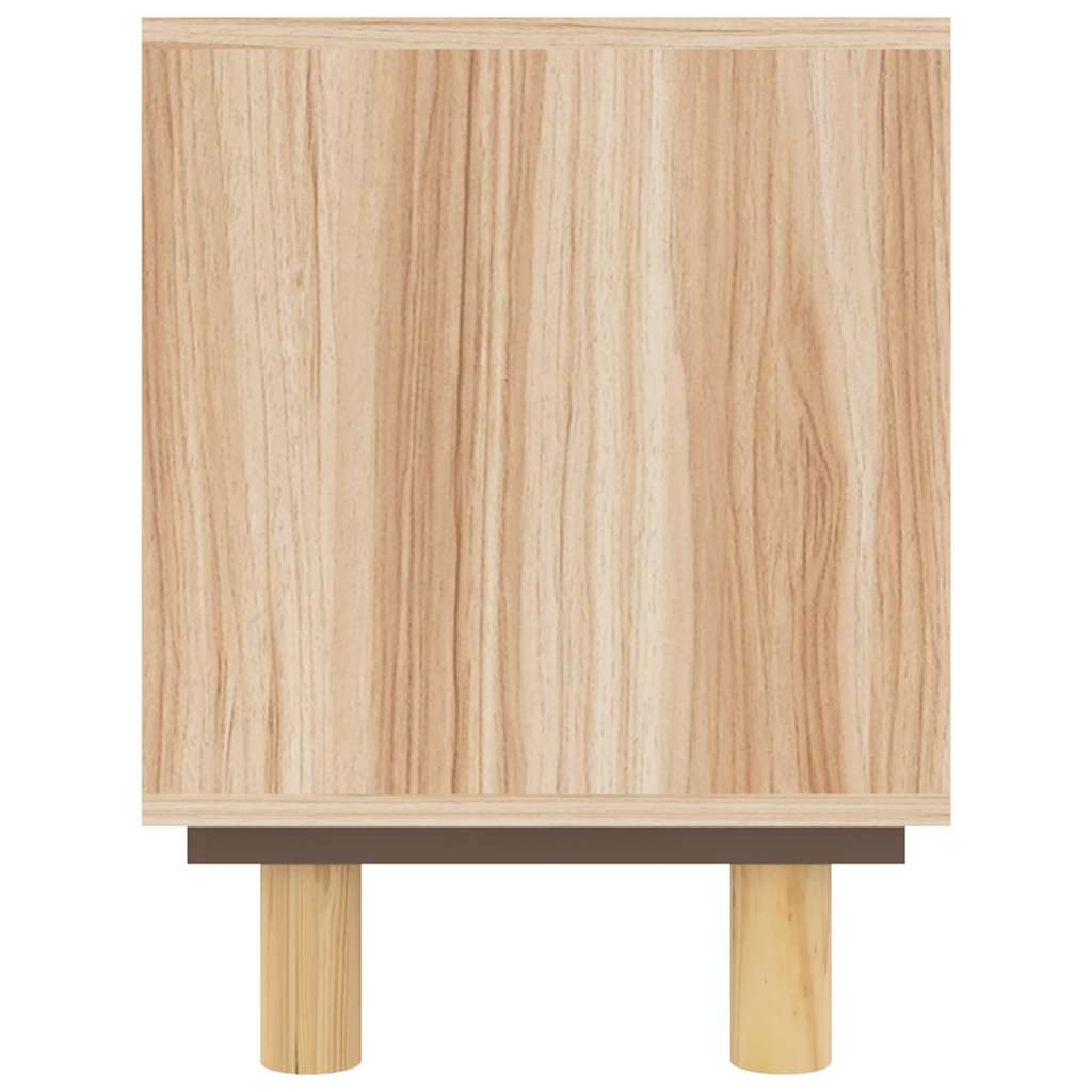 Tv stol 80x30x40 cm puni bor i prirodni ratan - smeđi, 1 - number 5.