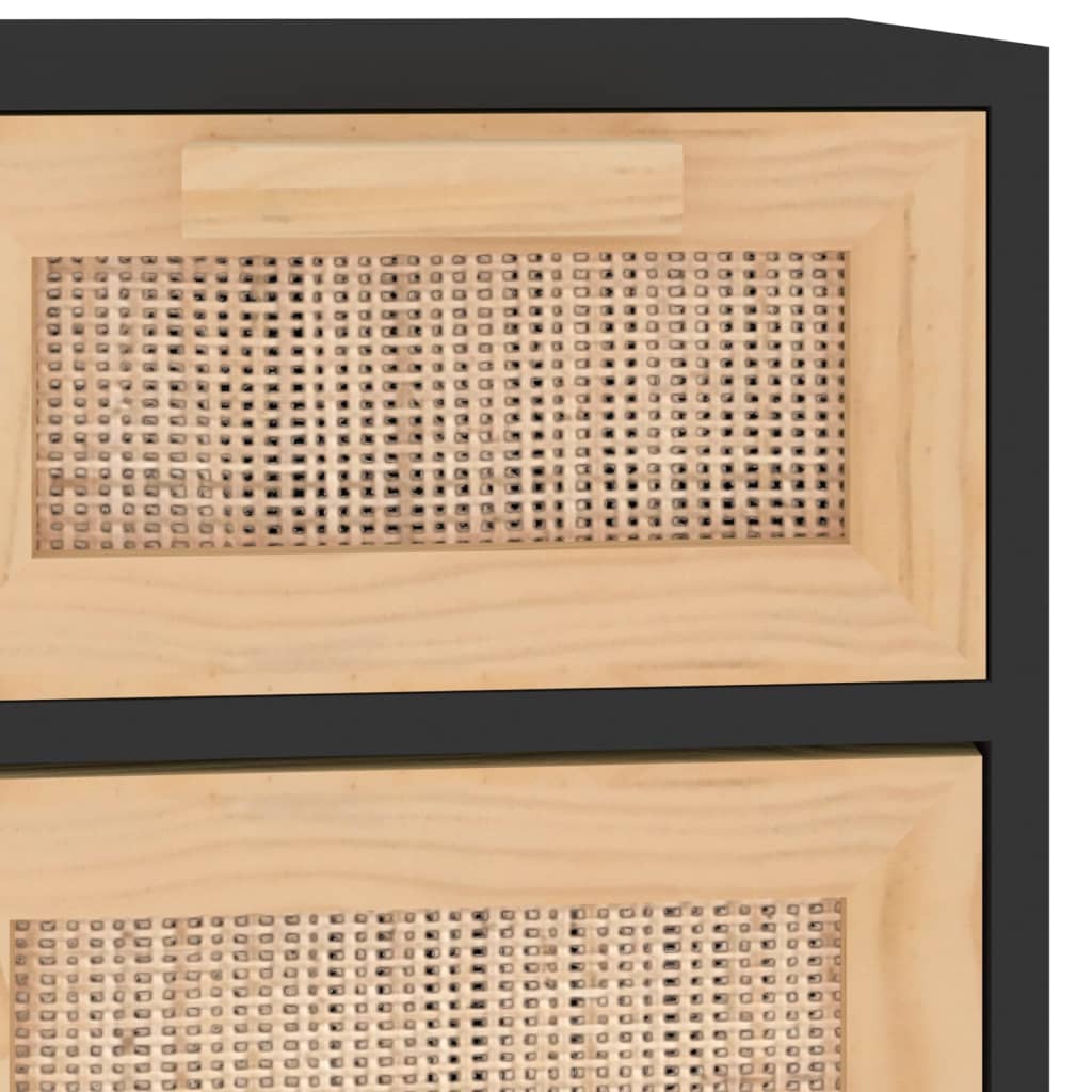 Sideboard 60x30x75 cm solid pine and natural rattan - black, 1 - number 7.