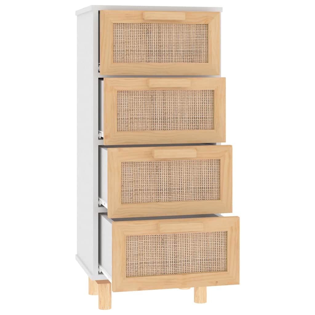 Sideboard 40x30x90 cm solid pine and natural rattan - white, 1 - number 5.