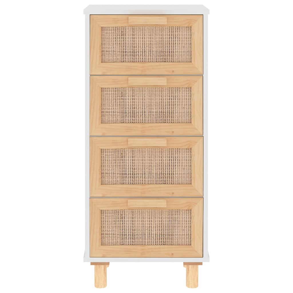 Sideboard 40x30x90 cm solid pine and natural rattan - white, 1 - number 4.