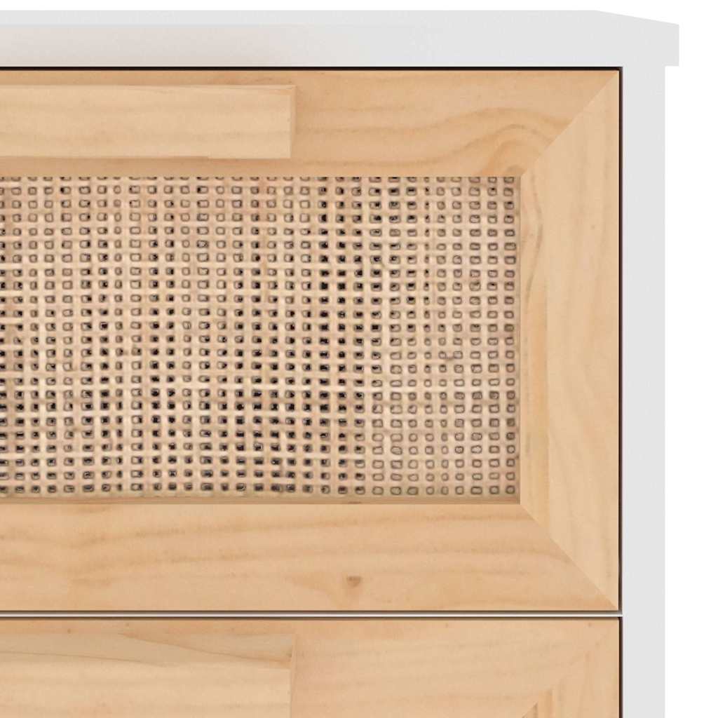 Sideboard 40x30x90 cm solid pine and natural rattan - white, 1 - number 7.