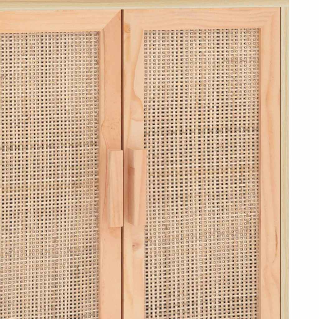 Sideboard 60x30x70 cm solid pine and natural rattan brown - number 7.