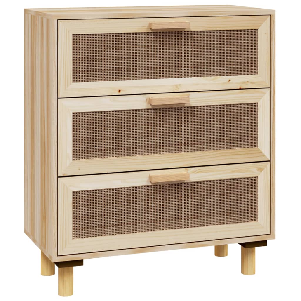 Sideboard 60x30x70 cm solid pine and natural rattan - brown, 1 - number 2.