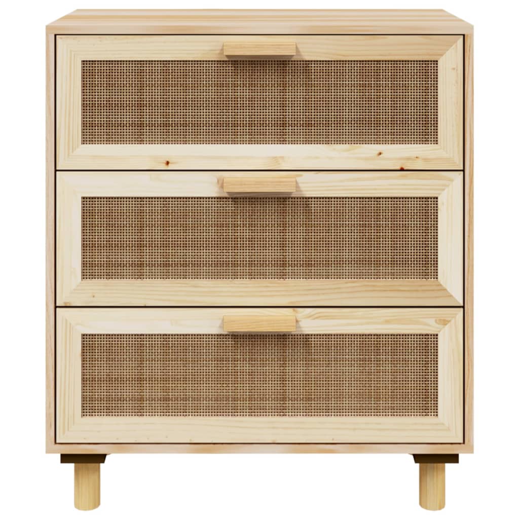 Sideboard 60x30x70 cm solid pine and natural rattan - brown, 1 - number 5.