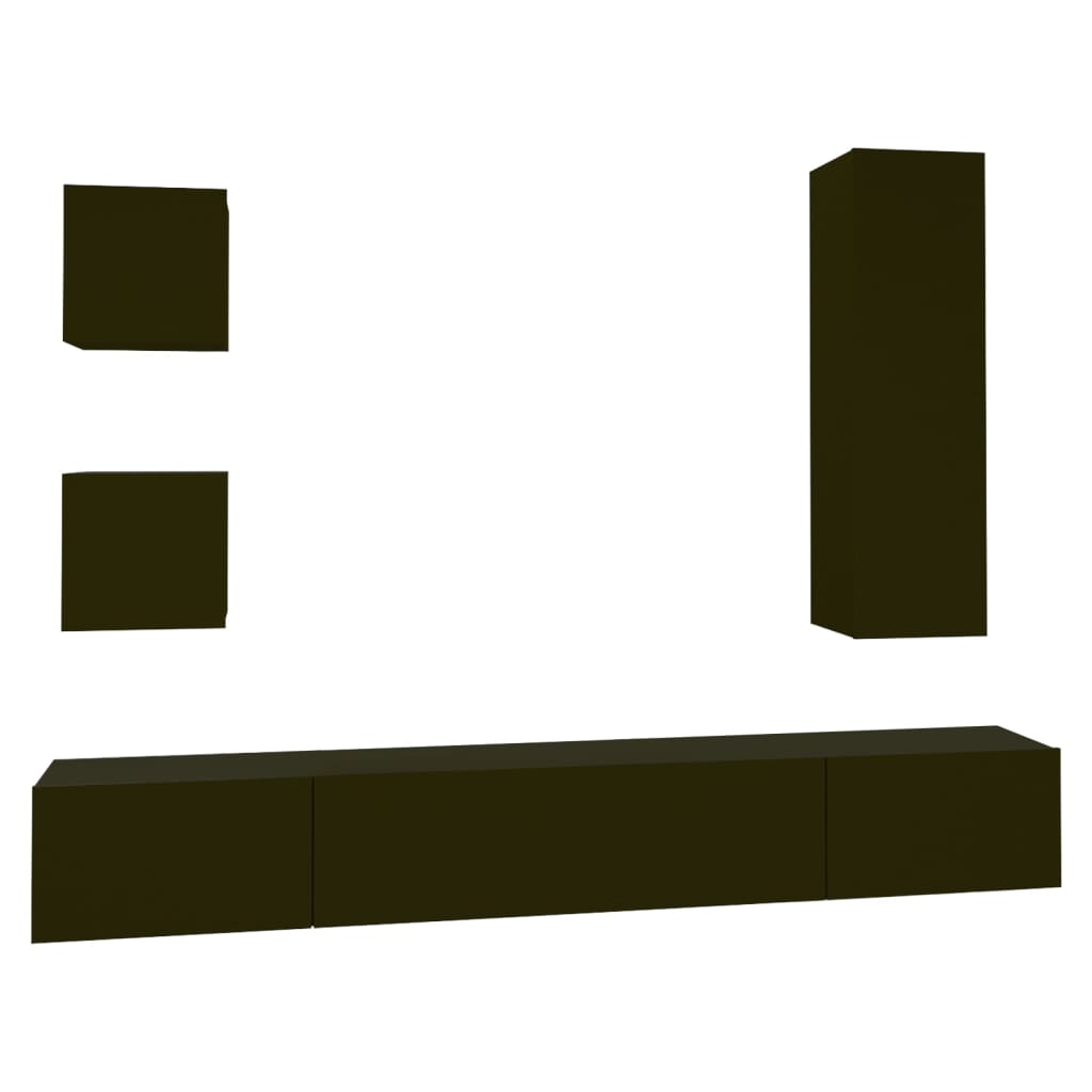 Tv -kabinettsett 5 deler konstruert tre - svart, ooo 2, ooo 3 - number 2.