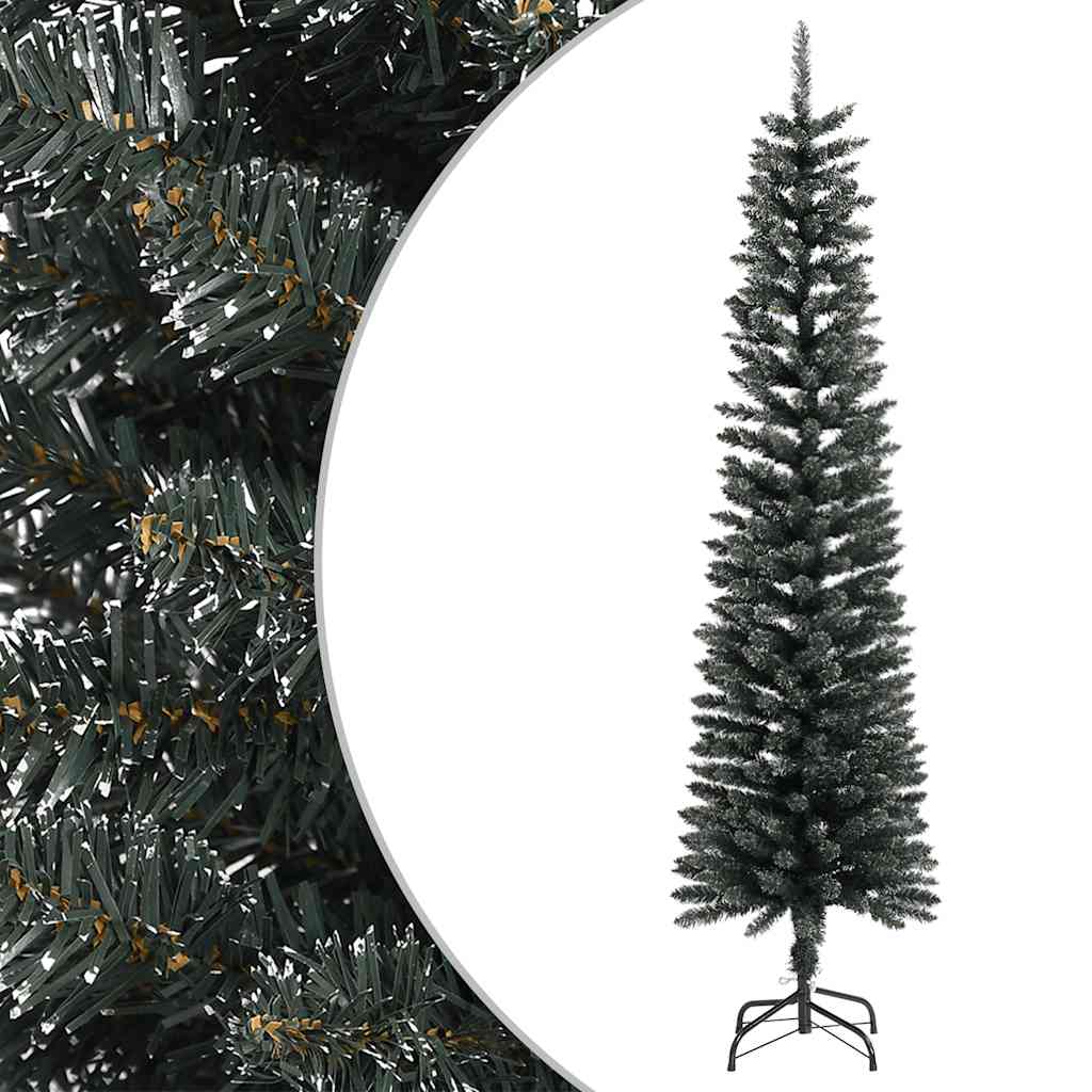Artificial narrow christmas tree with christmas tree foot pvc green - 180 cm, 1, without joints - number 1.