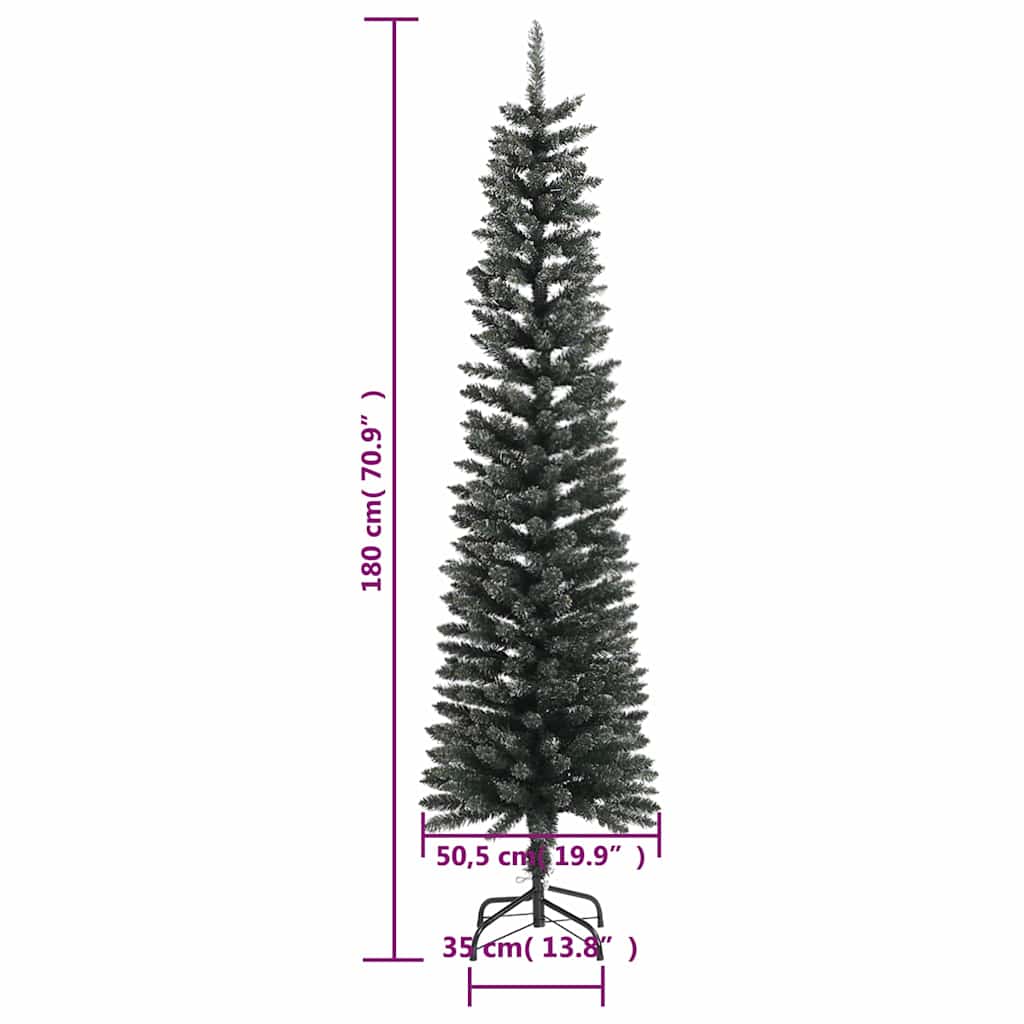 Artificial narrow christmas tree with christmas tree foot pvc green - 180 cm, 1, without joints - number 8.