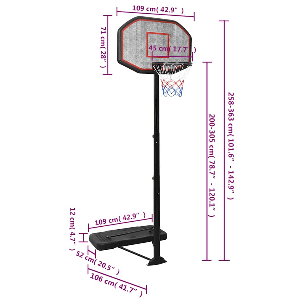 Basketballstativ 258-363 cm polyethylen - sort - number 10.